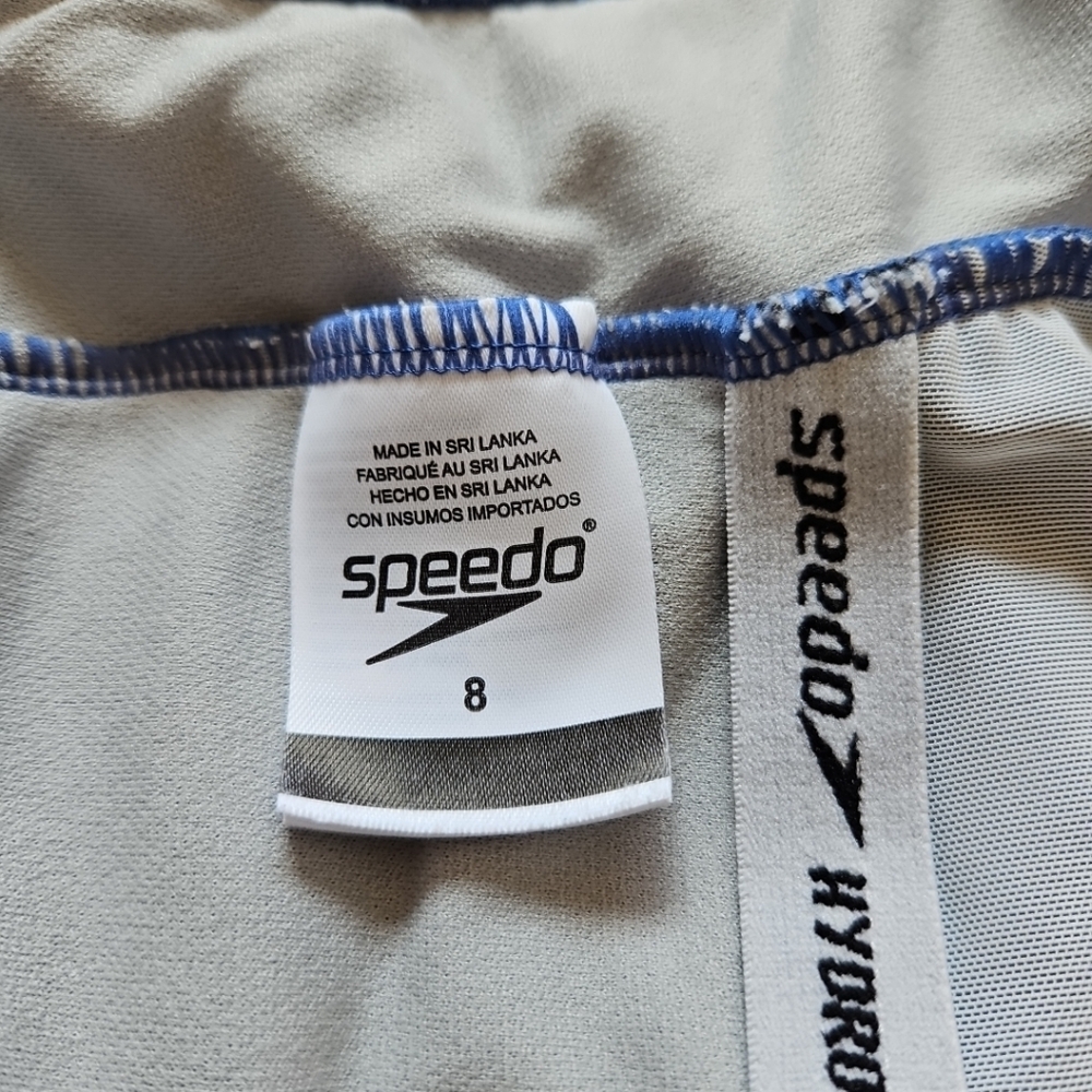 Speedo Blue Greyish One-Piece Swimwear Racerback Athletic Cut Size 8 - Picture 13 of 15